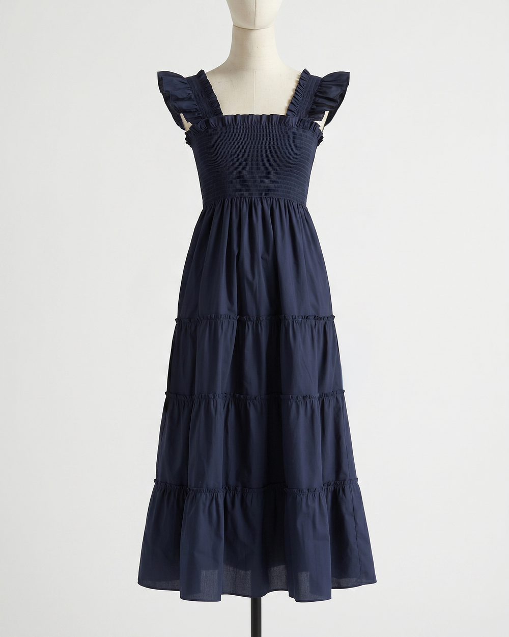 100% Organic Cotton Poplin Smocked Midi Dress